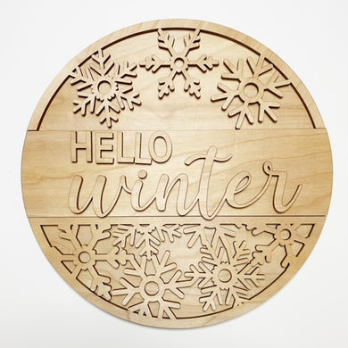 Hello Winter Round Doorhanger