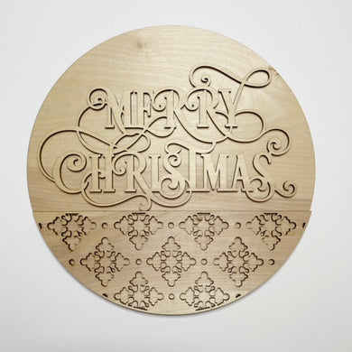 Merry Christmas Fancy Script Round Doorhanger