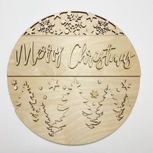 Merry Christmas with Stars Silhouette Round Doorhanger