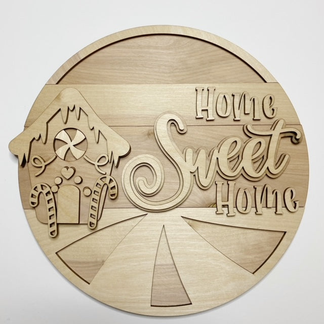 Home Sweet Home Peppermint House Round Doorhanger