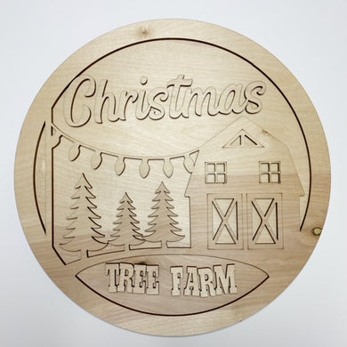 Christmas Tree Farm Round Doorhanger