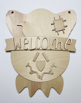Scarecrow Welcome with Bird Doorhanger