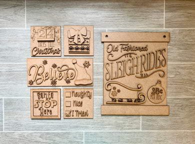 Sleigh Rides Christmas Wall Collage Set