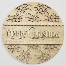 Merry Christmas Poinsettia Scallop Trim Round Doorhanger