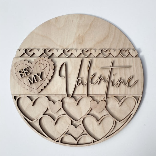 Be My Valentine Hearts Cutout Valentine's Day Round Doorhanger