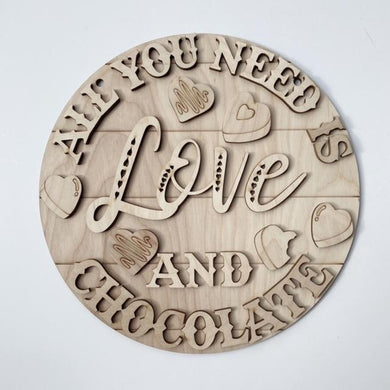 All You Need Is Love and Chocolate Valentine's Day Round Doorhanger