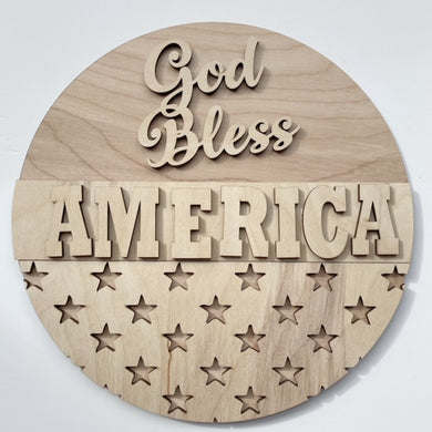 God Bless America Star Bottom Round Doorhanger