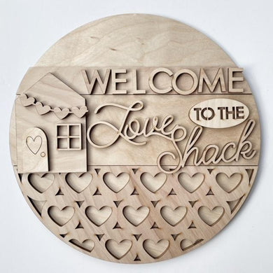 Welcome to the Love Shack Valentine's Day Round Doorhanger