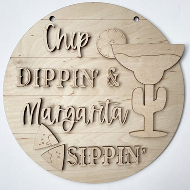 Chip Dippin' & Margarita Sippin' Round Doorhanger