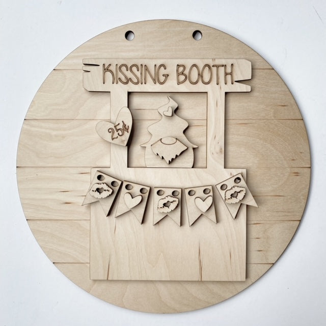 Kissing Booth Gnome Valentine's Day Round Doorhanger