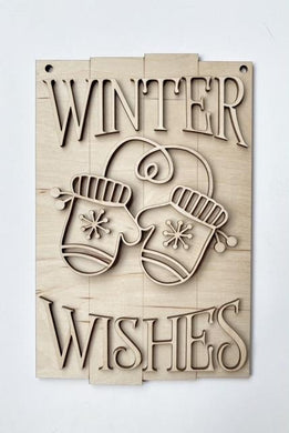 Winter Wishes Mittens Rectangle Doorhanger / Sign