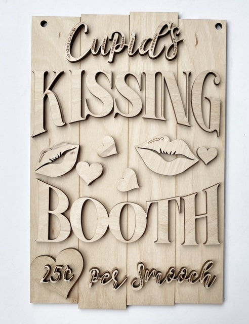 Cupid's Kissing Booth 25 cents per Smooch Rectangle Doorhanger / Sign