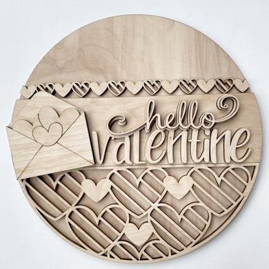 Hello Valentine Love Letter Valentine's Day Round Doorhanger