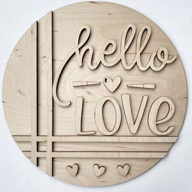 Hello Love Hearts Valentine's Day Round Doorhanger