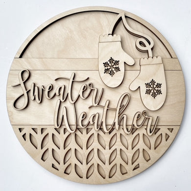 Sweater Weather Mittens Round Doorhanger