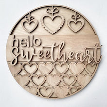 Hello Sweetheart Hearts Cutout Round Doorhanger