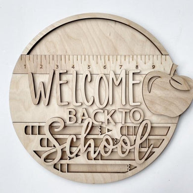 Welcome Back to School Teacher Ruler Apple Round Doorhanger