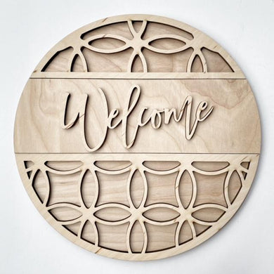 Welcome Decorative Cross Cutouts Round Doorhanger