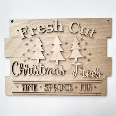 Fresh Cut Christmas Trees Pine Spruce Fir Rectangle Doorhanger / Sign