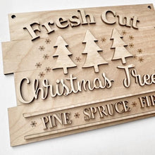 Fresh Cut Christmas Trees Pine Spruce Fir Rectangle Doorhanger / Sign