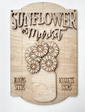 Sunflower Market Mason Jar Bouquet Rectangle Doorhanger / Sign