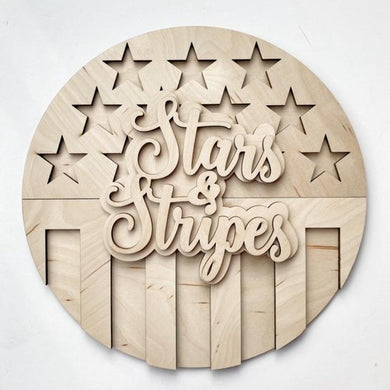 Stars & Stripes Flag July 4th Round Doorhanger