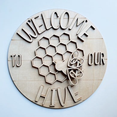 Welcome To Our Hive Round Doorhanger