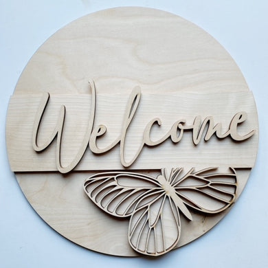 Butterfly Welcome Round Doorhanger