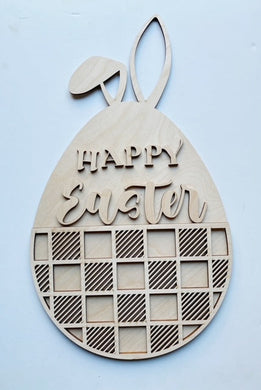 Happy Easter Bunny Egg Buffalo Check Doorhanger