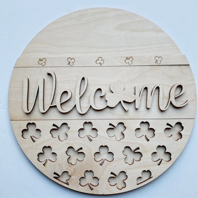St. Patty's Day Welcome Shamrock Round Doorhanger