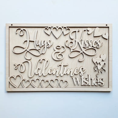 Hugs Kisses & Valentine's Wishes Rectangle Doorhanger