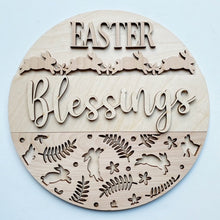 Jumping Bunny Floral Easter Blessings Round Doorhanger