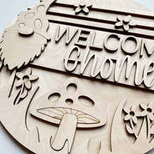 Welcome Gnome Spring Flowers Mushroom Round Doorhanger