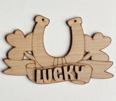 Lucky Horseshoe and Clovers Blank