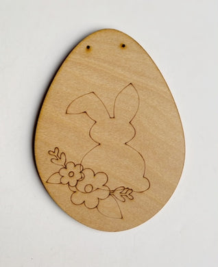 Easter Egg with Bunny & Flowers Blank