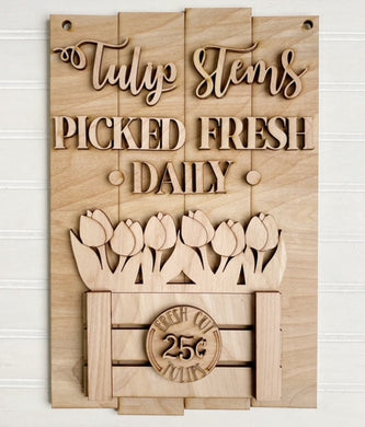 Tulip Stems Picked Fresh Daily Rectangle Doorhanger