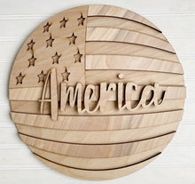 America USA Flag Round Doorhanger