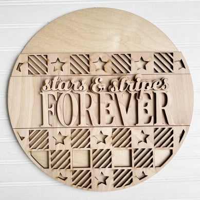 Stars & Stripes Forever Round Doorhanger