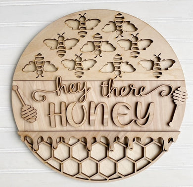 Hey There Honey Bee Round Doorhanger