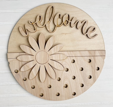 Welcome Daisy and Polk-a-Dots Round Doorhanger