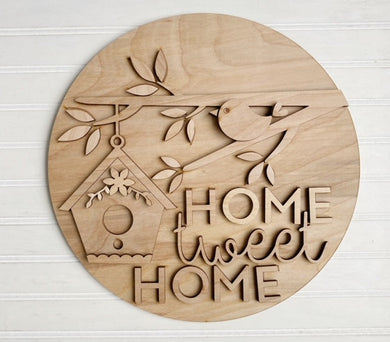 Home Tweet Home Birdhouse Round Doorhanger