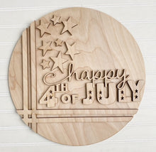 Happy 4th of July With Stars Round Doorhanger