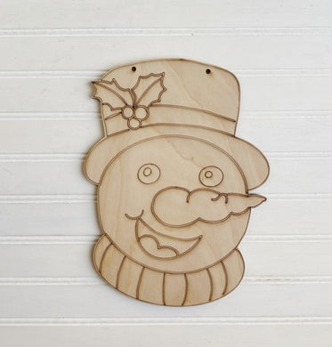 Snowman with Carrot Nose & Holly Blank Cutout
