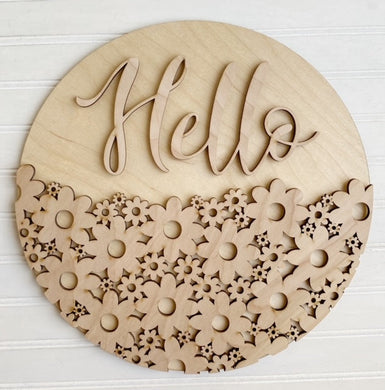 Daisy Floral Hello Round Doorhanger