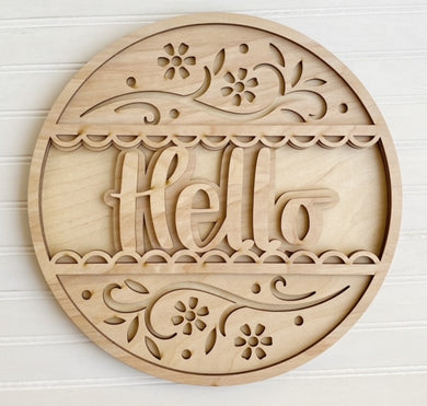 Scallops & Floral Multi Layer Hello Round Doorhanger