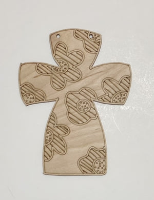 Cross with Flowers Blank Cutout