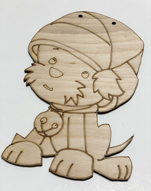 Puppy with Santa Hat and Jingle Bell Blank Cutout