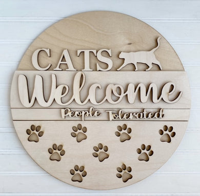 Cats Welcome People Tolerated Round Doorhanger