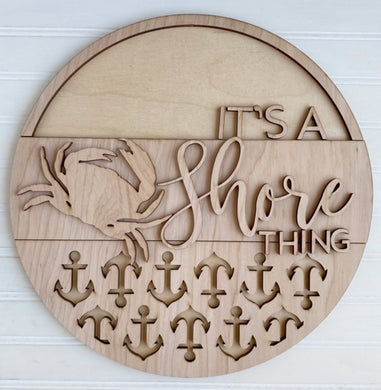 It's A Shore Thing Anchor Crab Beach Round Doorhanger