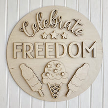 Celebrate Freedom Ice Cream Cone & Popsicles Round Doorhanger